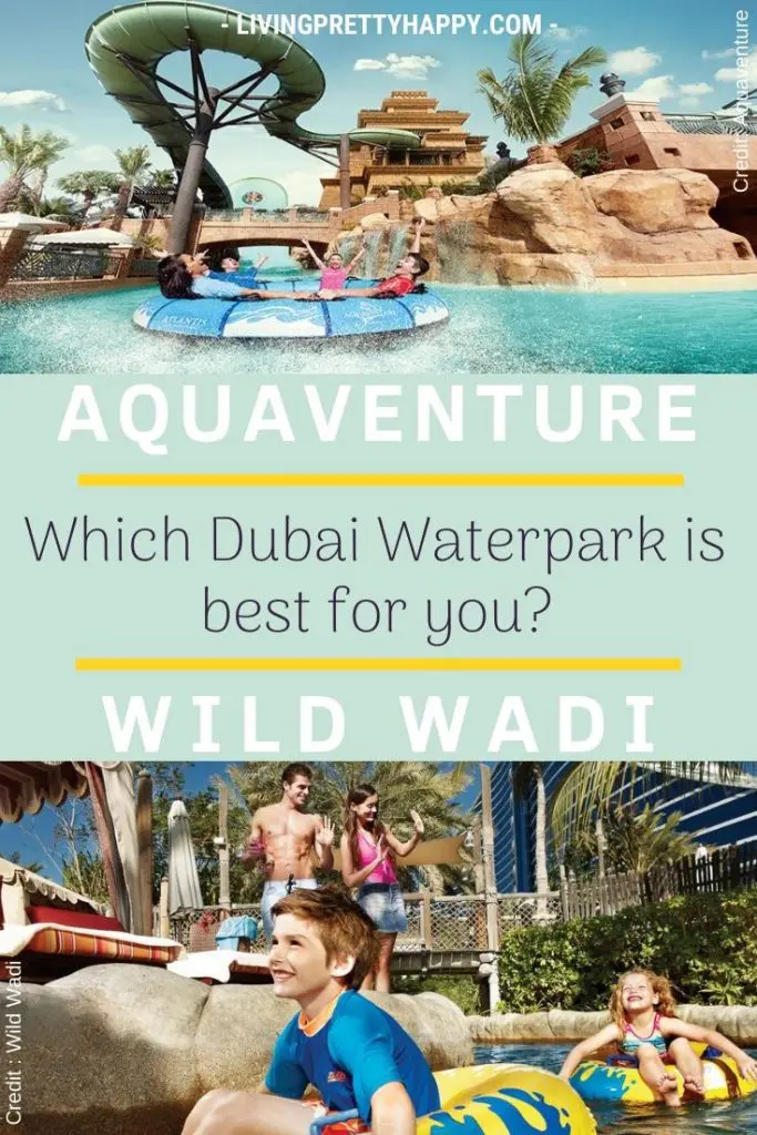 Aquaventure or Wild Wadi which Dubai Waterpark should you choose?  Which park best meets your needs?  All the differences plus pro & cons of each and top tips for your visit!  #dubai #waterparks 