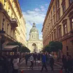 48 Hours in Budapest. Image of a street in Budapest leading up to St Stephen's Basilica