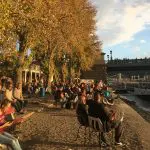 48 hours in Budapest: Image of a open air bar along the River bank of the Pest side of Budapest