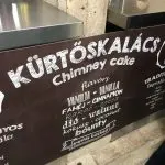 48 Hours in Budapest: Image of Chimney Cake Vendor sign displaying the various flavours available