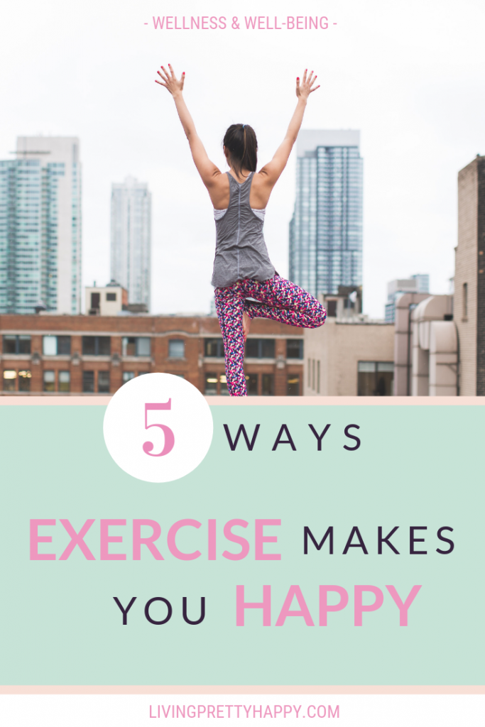 5 Ways exercise makes you happy. 5 ways that any form of exercise can help to increase your sense of well-being, wellness & happiness levels. For any fitness level or ability. Why you should exercise to improve your mental and physical health