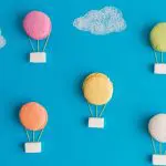 Concept of sweet food as hot air balloon lifting up freely into the sky - indicating food freedom