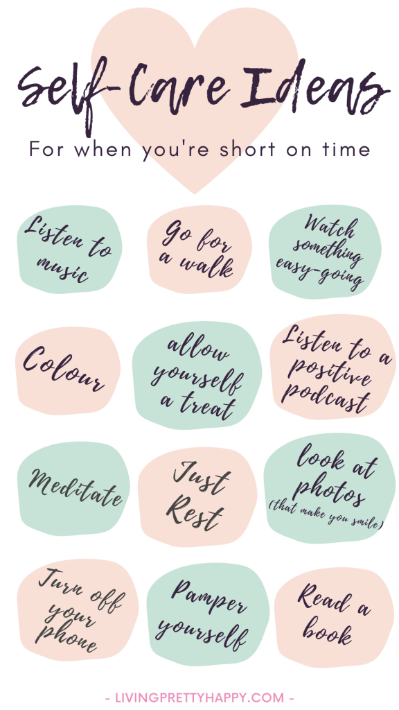 Self-Care Ideas for when you're short on time. Simple, inexpensive ideas to install a daily self-care habit into your lifestyle. #selfcare #selfcareideas #wellbeing