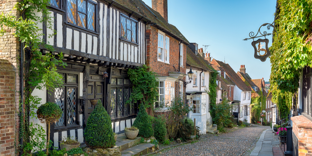A cobbled street in Rye, Sussex UK