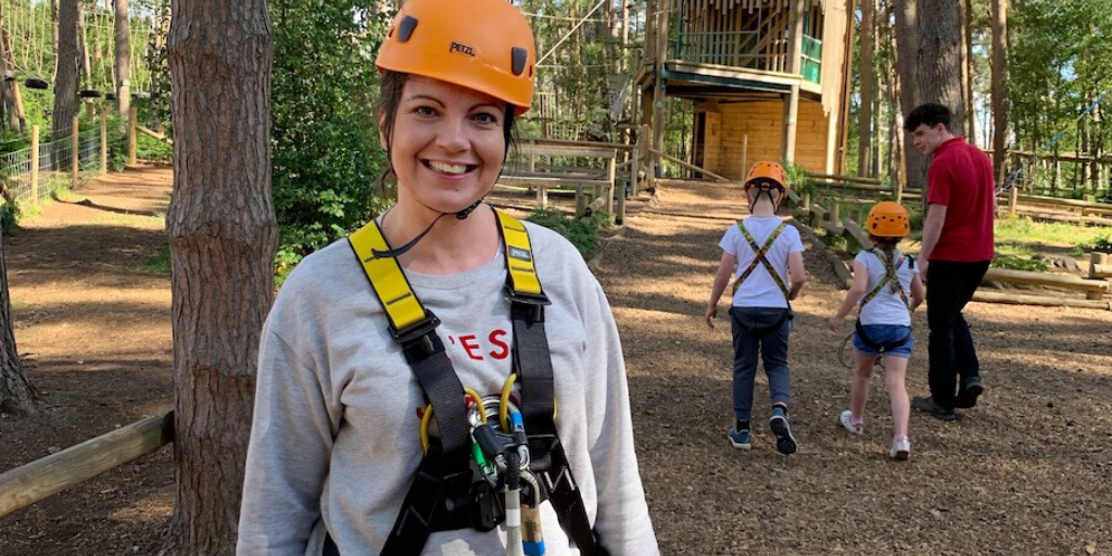 All ready to go and face my fear of heights. Alex Grace