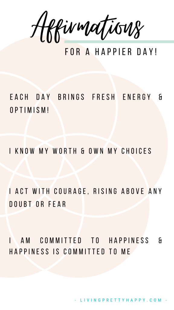 Affirmations for a happier day. Access over 80 FREE affirmations to help develop a more positive mindset #affirmations #mantras #positiveaffirmations