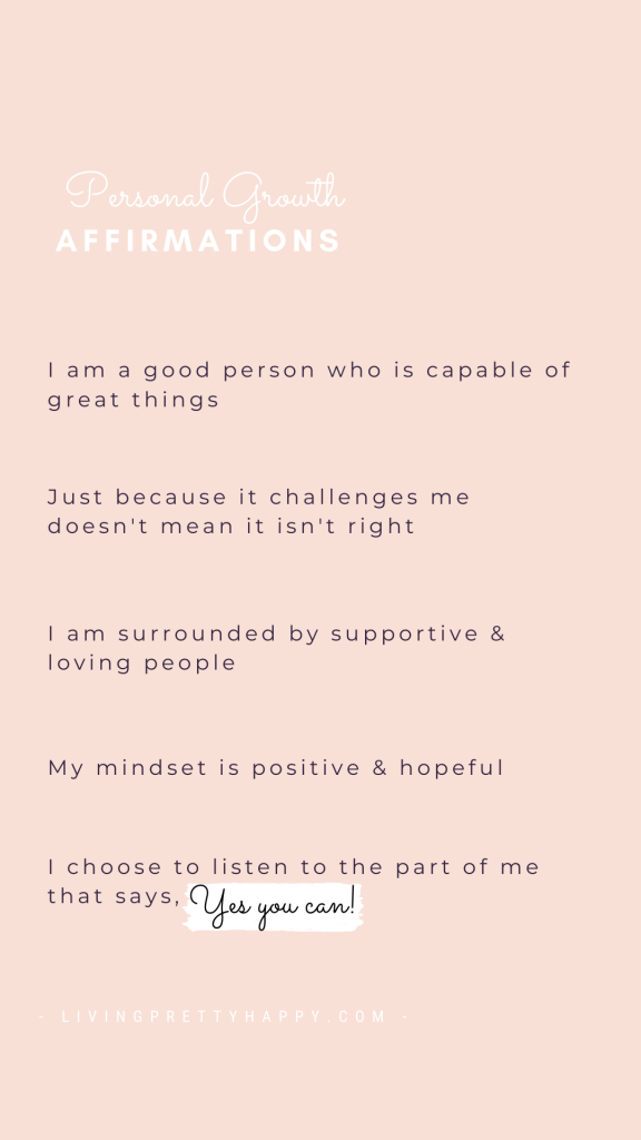 Personal growth affirmations.  Access over 100 FREE positive affirmations plus an affirmation template by clicking the link - this page is updated weekly #affirmations #personalgrowth #mantras