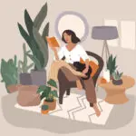 Woman sitting enjoying a book to improve her well-being