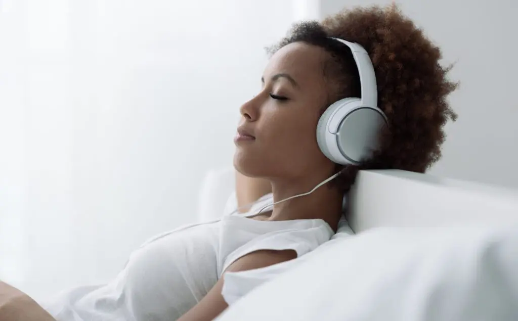 Listening to guided meditation
