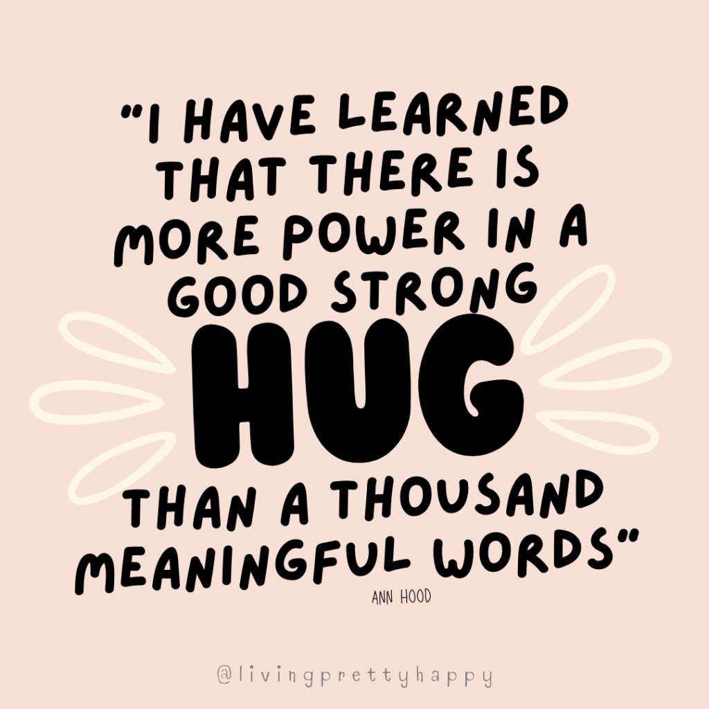 Hug Quote from Ann Hood on benefits of hugging