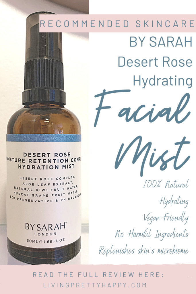 By Sarah Desert Rose Hydrating Facial Mist Review.  Recommended Natural & holistic skincare products.  #naturalskincare #veganskincare 