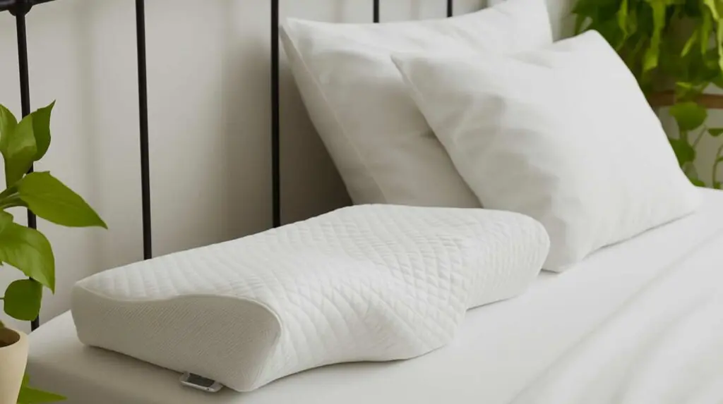 Ergonomic Groove Pillow on a neatly made bed, designed to support proper sleep posture and neck comfort