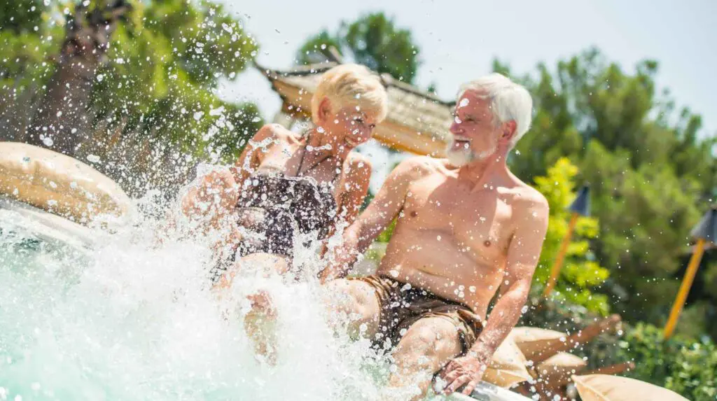 couple enjoying time in their hot tub