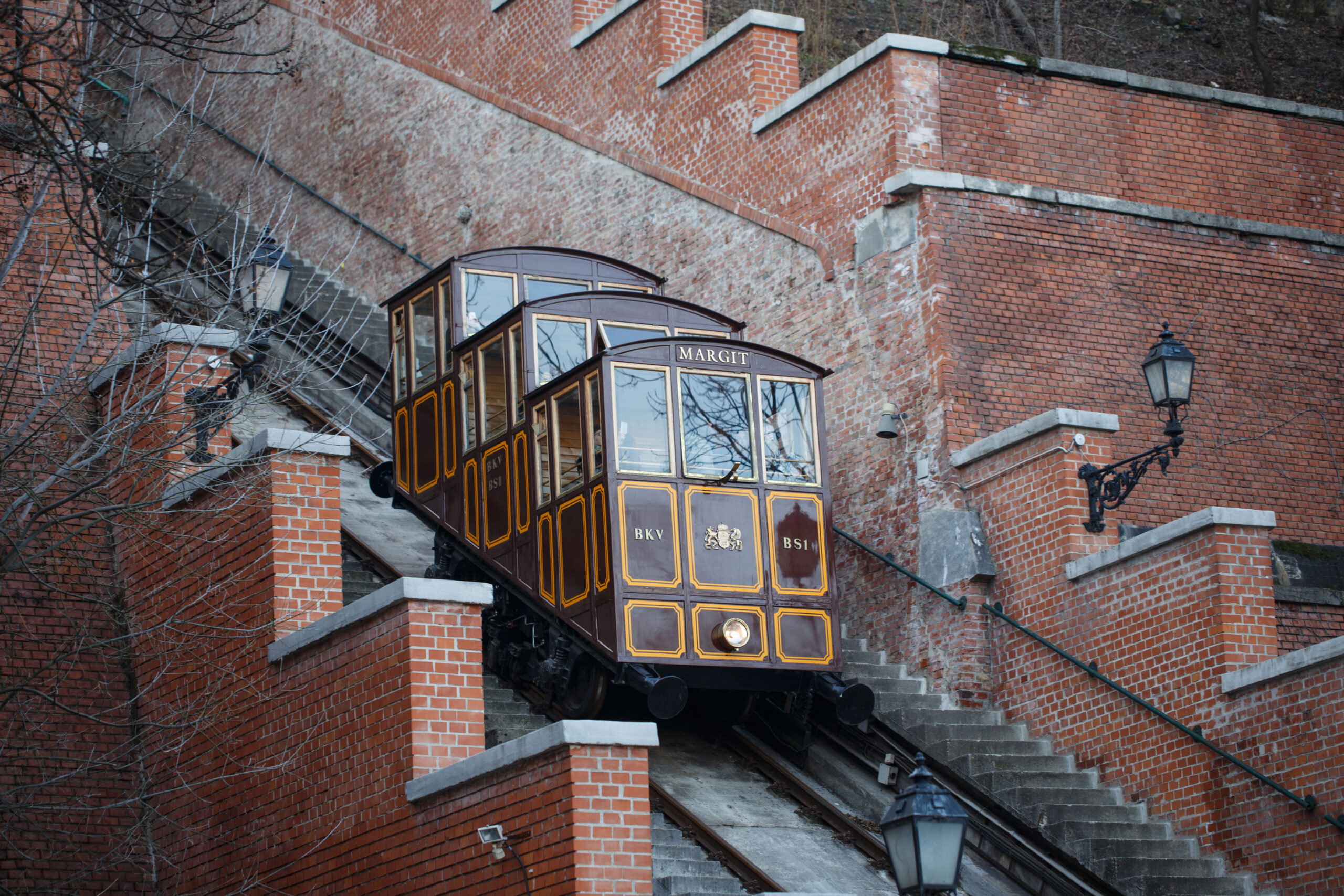 5 Things to do in Buda, Budapest: Image of Castle Hill Funicular at Budapest Hungary, transporting tourist to Castle Hill, Budapest, Hungary