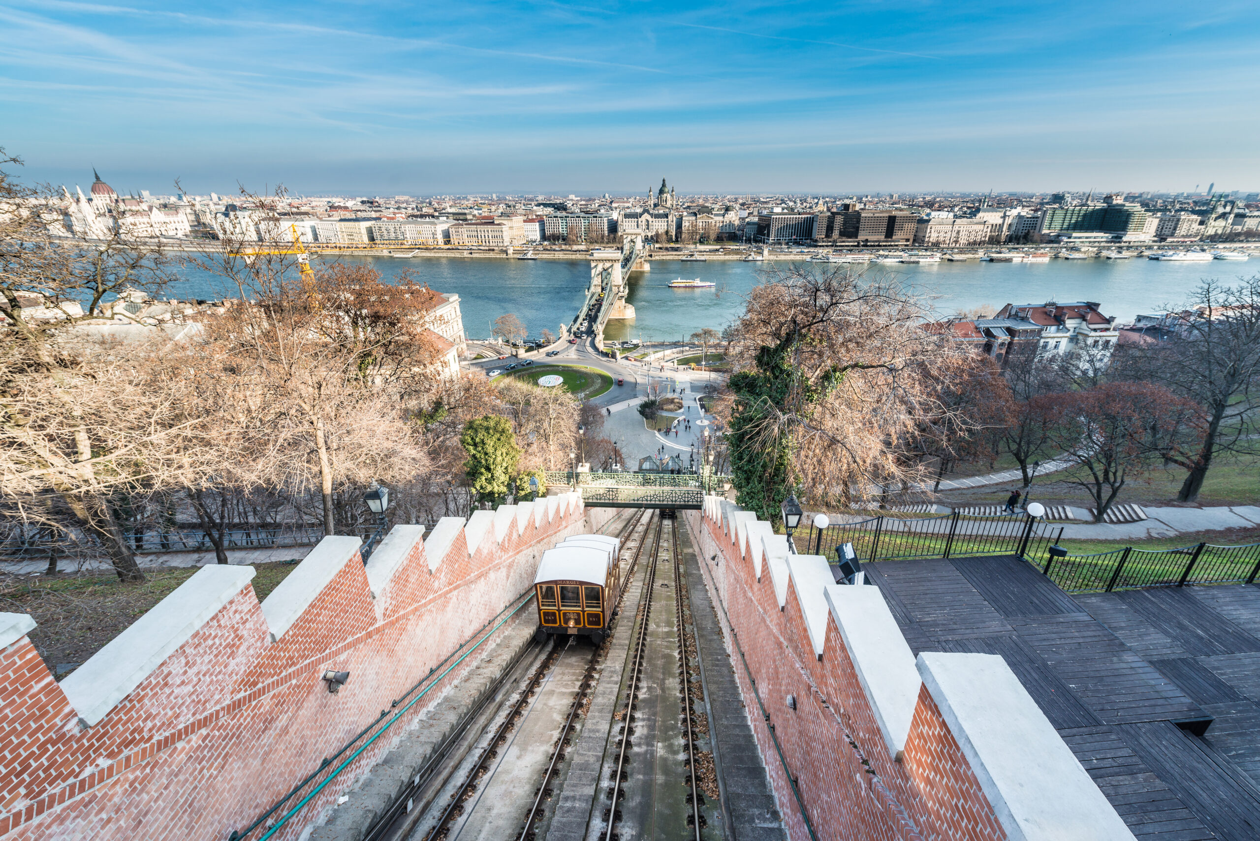 5 Things to do in Buda, Budapest. Image of Budapest Castle Hill Funicular (Budavari Siklo) view from the top