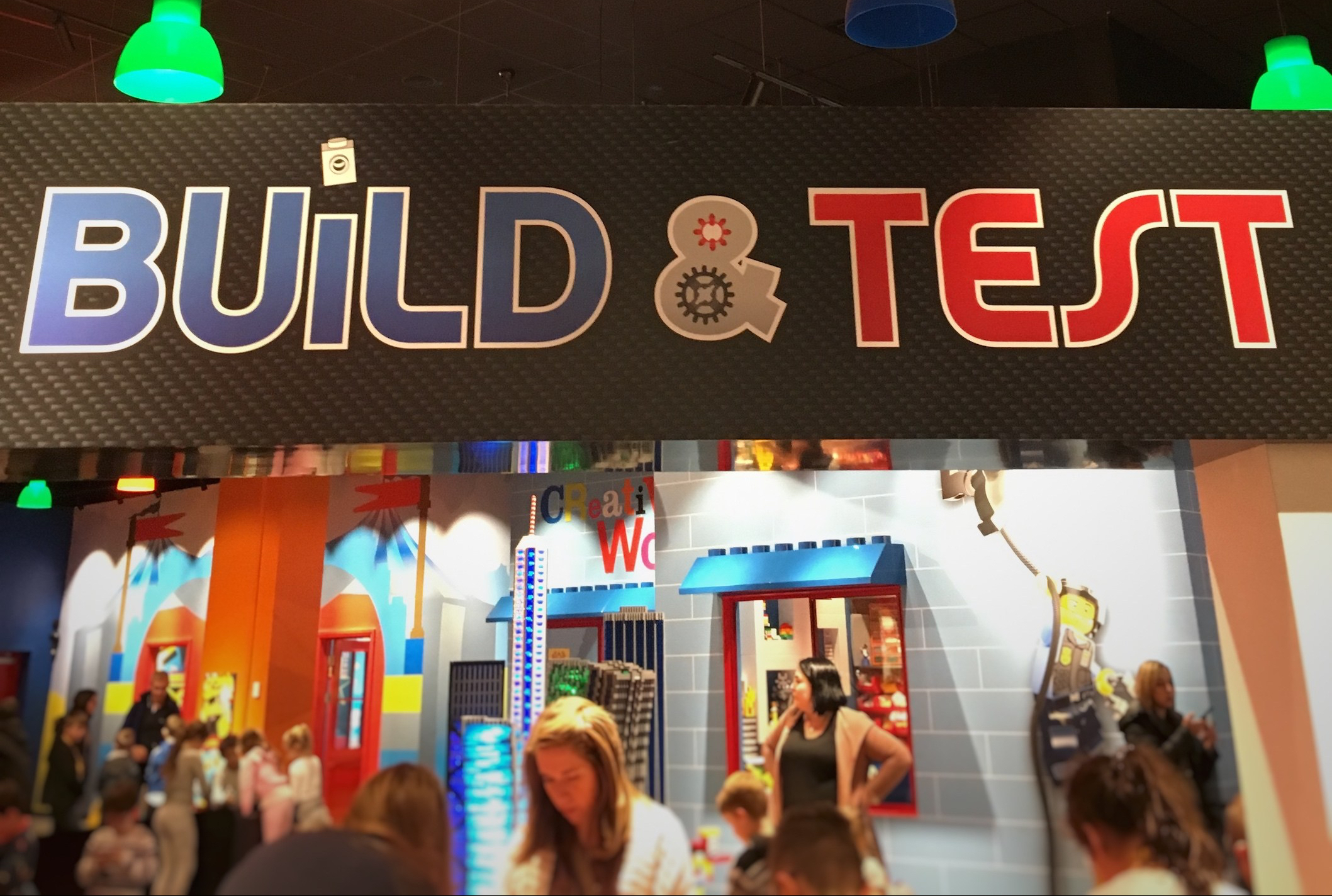 Happy Days: Legoland Discovery Centre Birmingham. Image of the Build & Test sign at Legoland Discovery Centre Birmingham