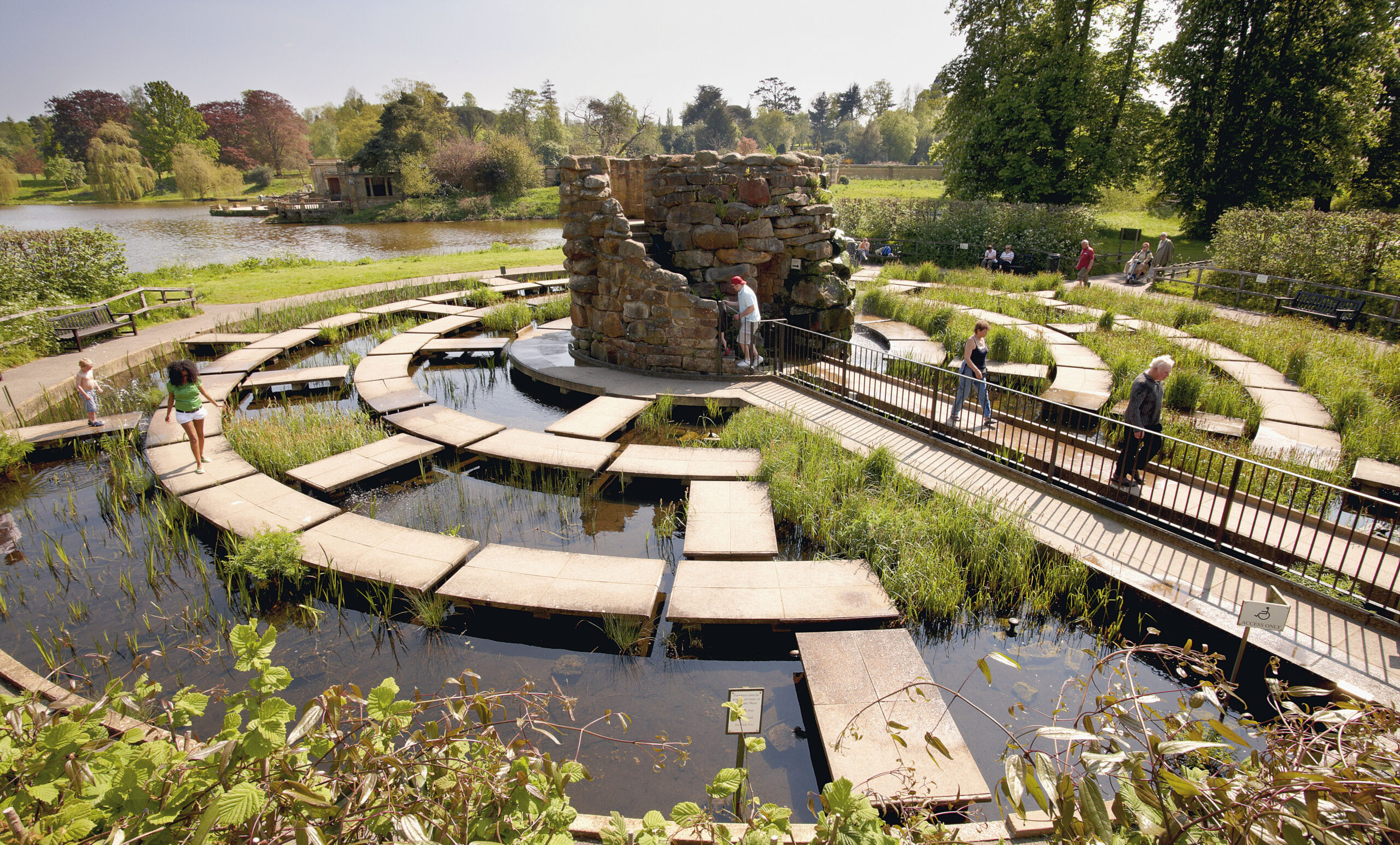 The water maze on a sunny day at Hever Castle Kent England