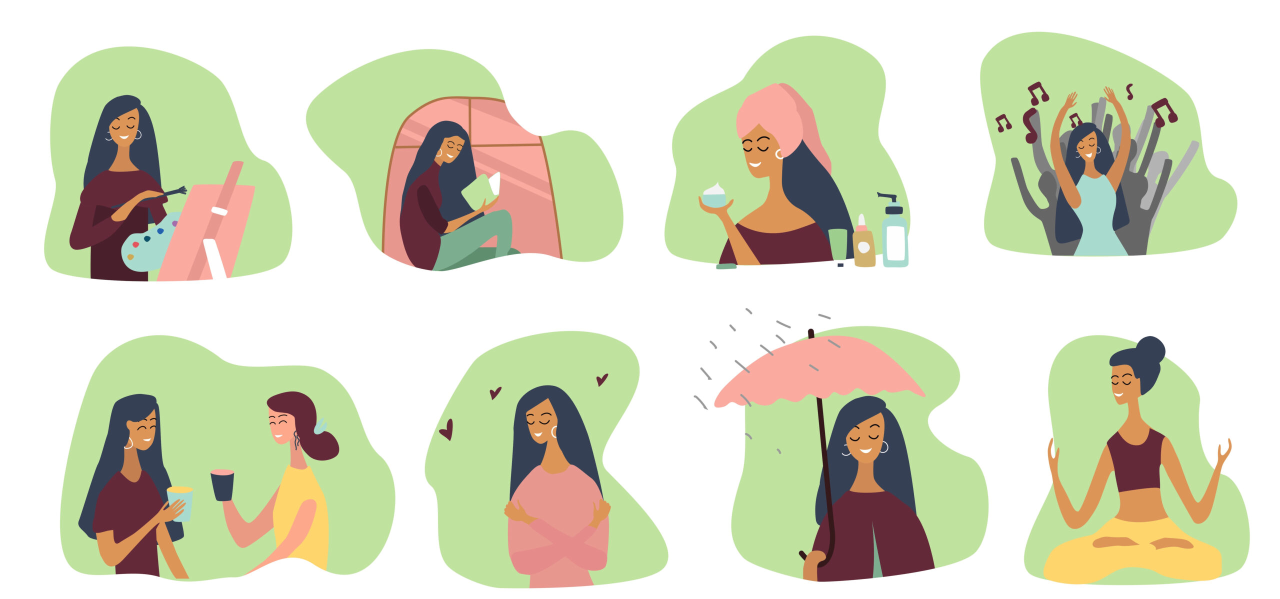 Different illustrated options for self-care