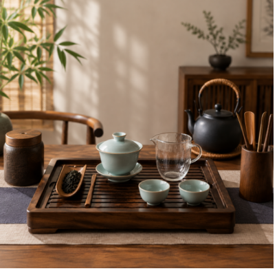 Tea Utensil Set with kettle to side